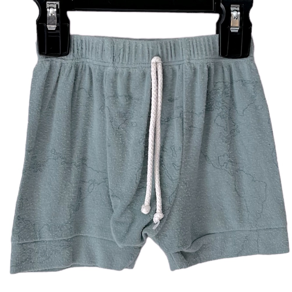 Childhoods Clothing Ribbed Shorts Maps on Oil Blue Size 4T